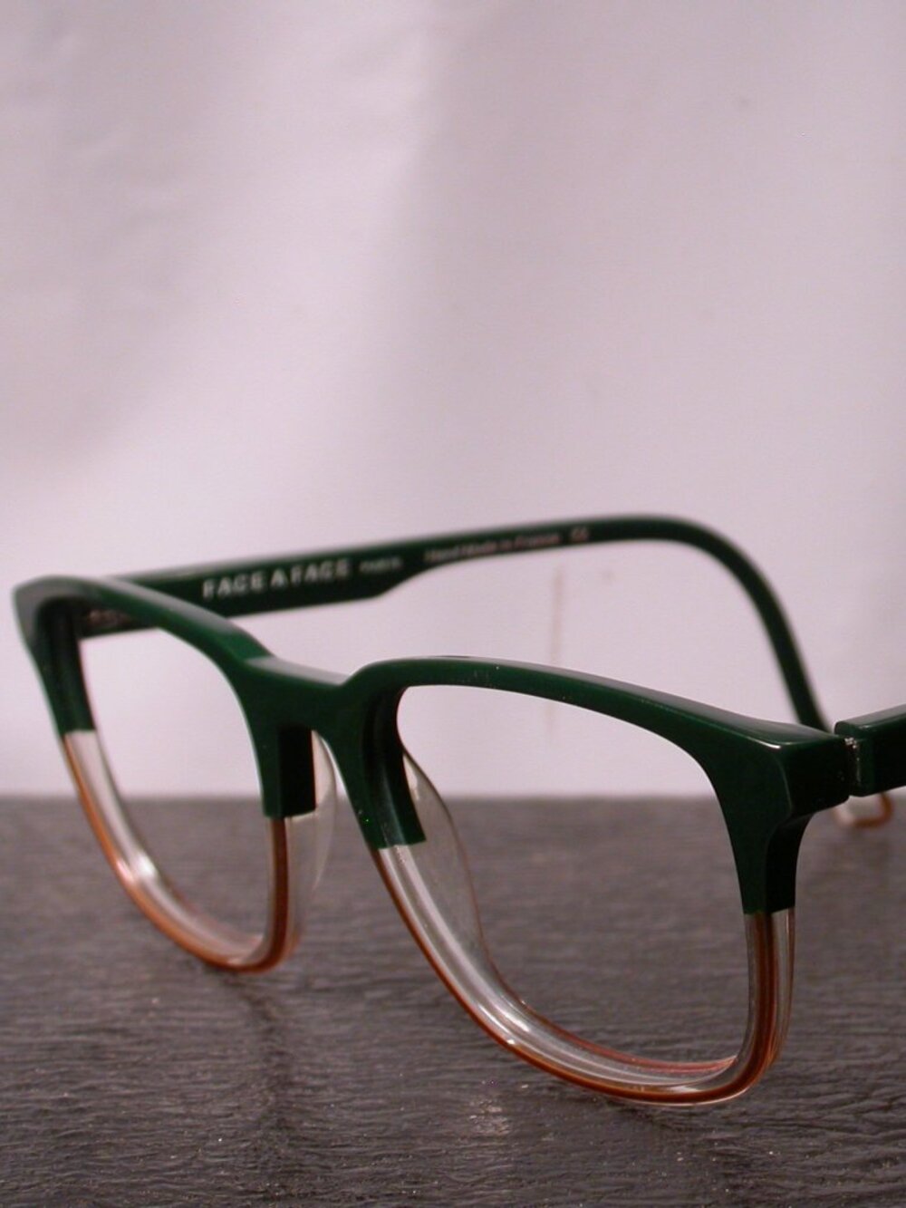 Face A Face Picca Dark Green Clear Stylish Eyeglasses Hand Made in France